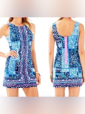 Lilly Pulitzer Mila Stretch Shift Dress Leied Back Engineered Size 2 EUC